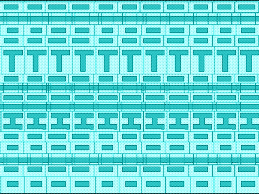 A highly repetitive arrayed memory device layout