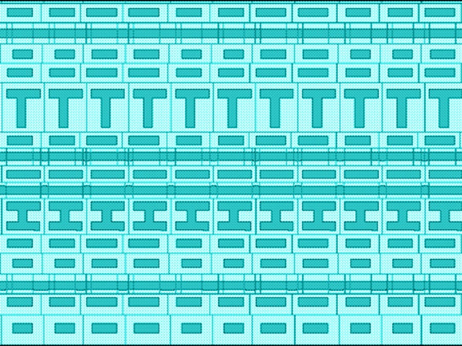 A highly repetitive arrayed memory device layout