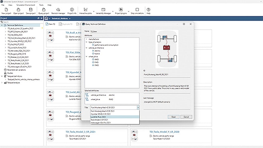 System Analyst software user interface.