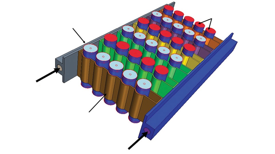 Simcenter Battery Design Studio rendering of a lithium-ion battery pack