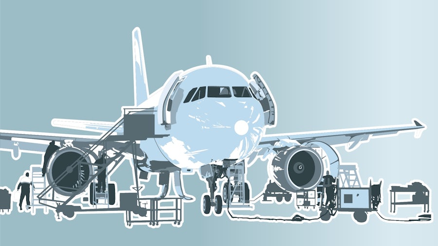 Graphique d'une opération de maintenance effectuée à bord d'un avion commercial