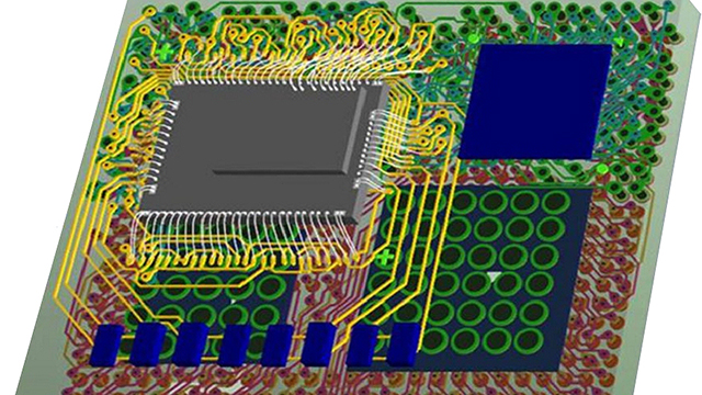 Illustration of a hardware chip with circuits.