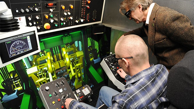 Plasser & Theurer uses data from Solid Edge to create the digital twin used for mixed-reality operator training in the tamping simulator