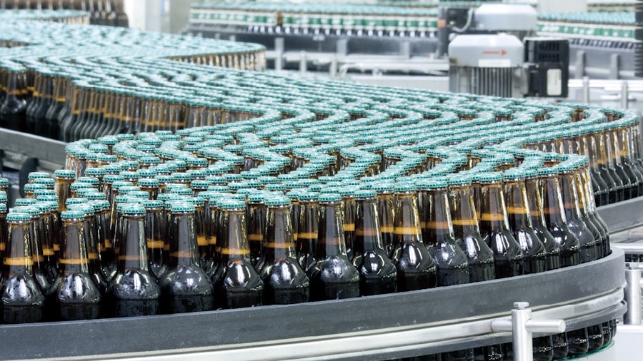 bottles on conveyer