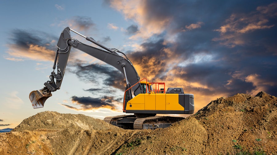 Heavy equipment excavator in an outdoor setting