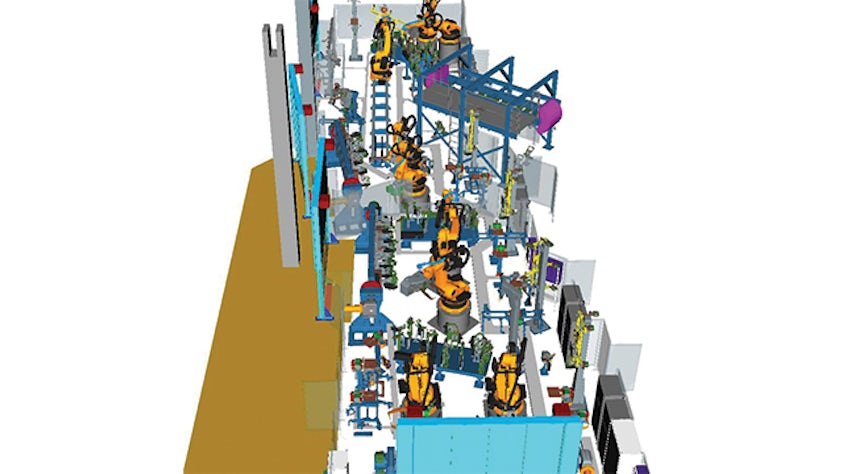 3D layout of a body-in-white line.