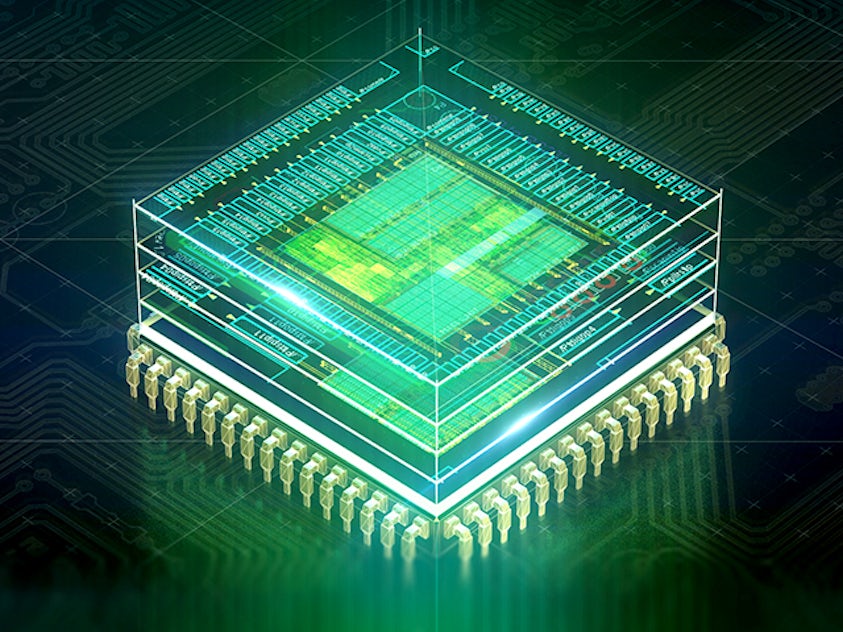 3D rendering of an IC chip | Calibre Pattern Matching technology supports advanced verification flows at all major foundries. 