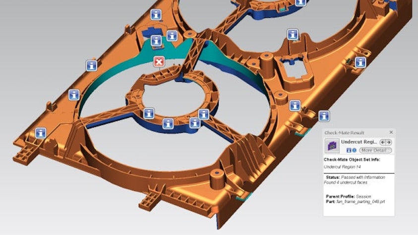 Visual of a mold design part analysis.