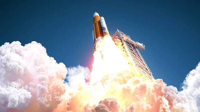 company presentation siemens login A large rocket launches from its launchpad.