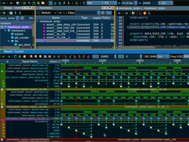 Questa One Sim debug window