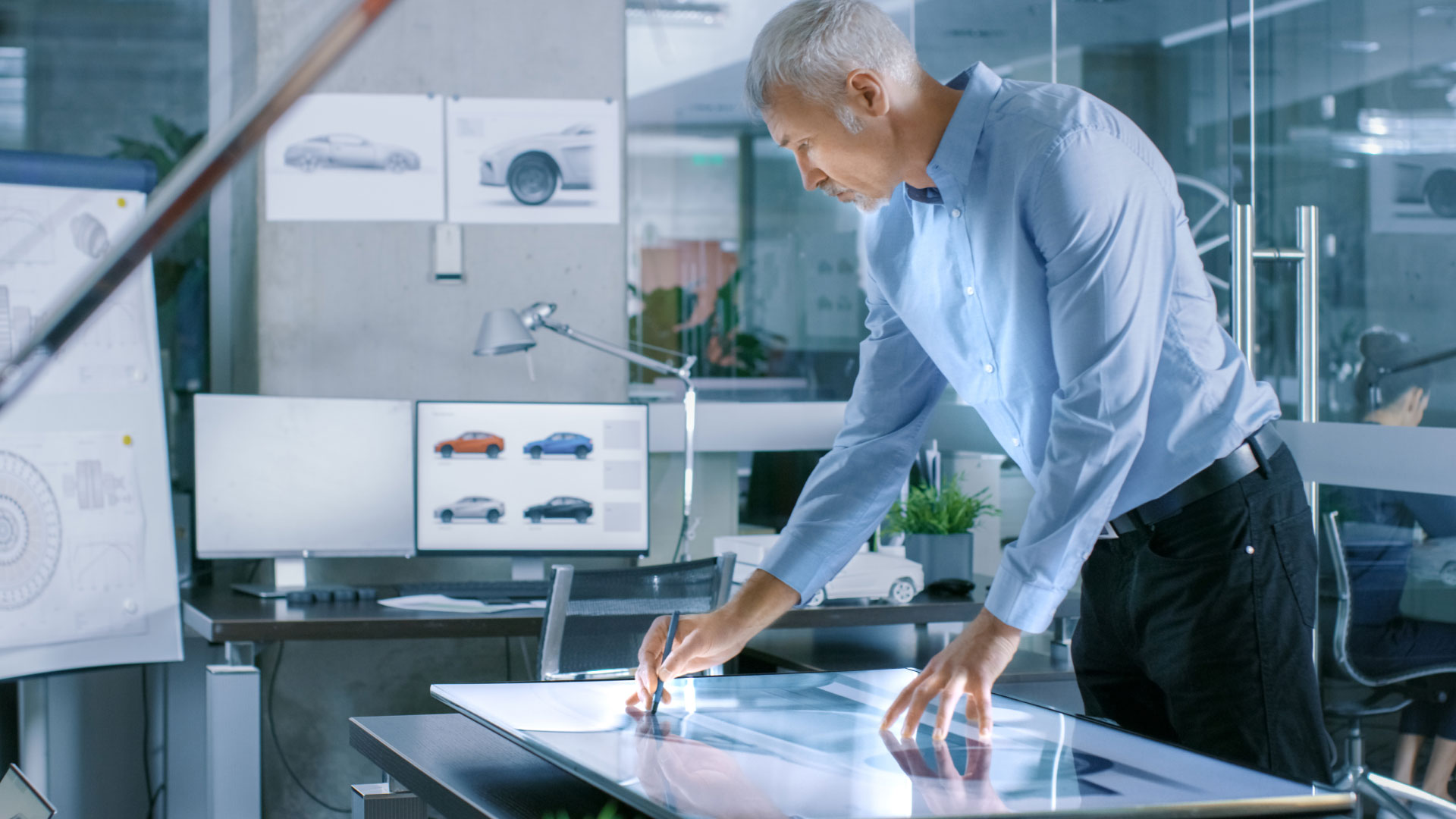 Man using technology to create a rendering