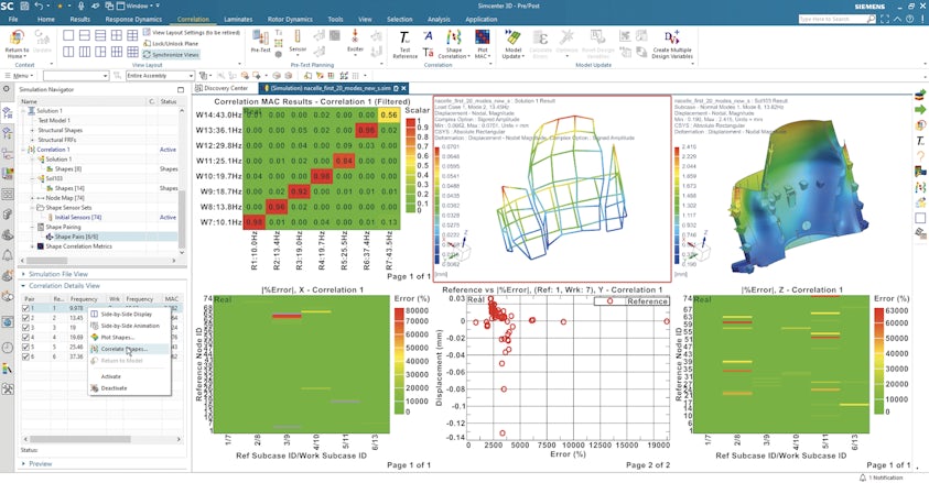 Image showing the updates to FE model correlation in the 2306 release. 