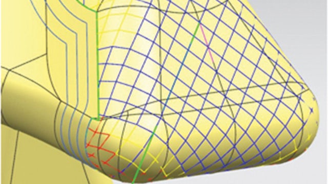 Drape simulation applied to a carbon composite automotive component.