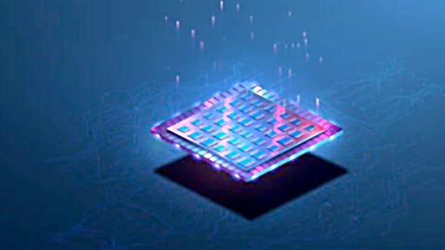integrated circuit floating with signals flying into the air | The Calibre nmDRC Recon technology lets design teams perform physical verification of full-chip design layouts during early stages in the design cycle, while different components are still immature.