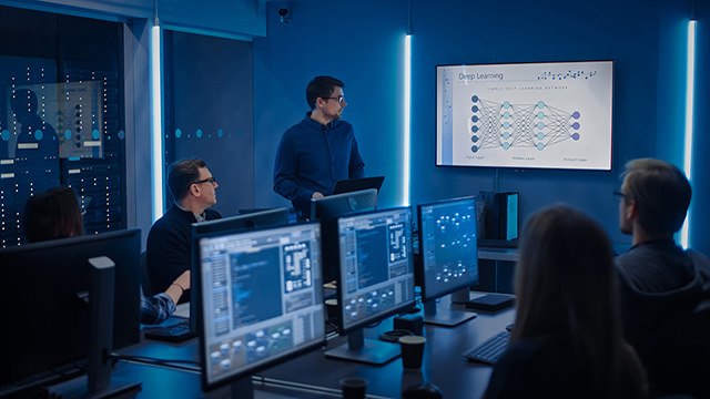 People looking at machine learning or deep learning chart