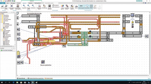 Plant Simulation from the Tecnomatix and geometry data from Solid Edge using the JT data format.