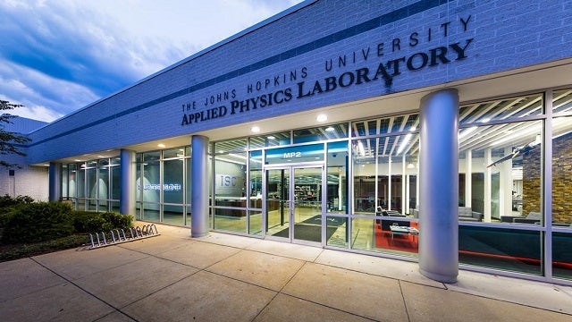 The John Hopkins University Applied Physics Laboratory building front.