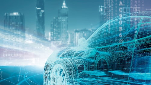 Image of a vehicle’s digital twin which enables connected engineering to improve collaboration among automaker development teams