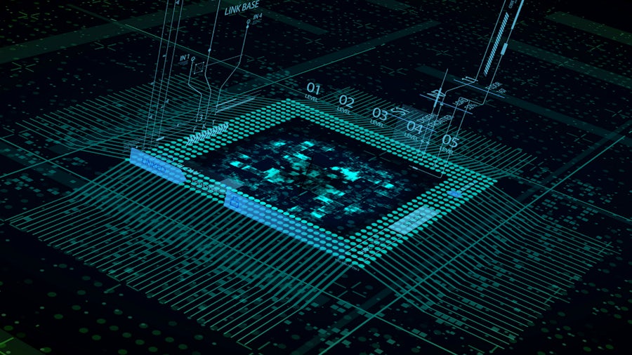 Illustration eines Elektronikchips, der in einem ECAD-MCAD-Entwurf verwendet wird