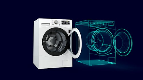 Waschmaschine mit digitalem Overlay
