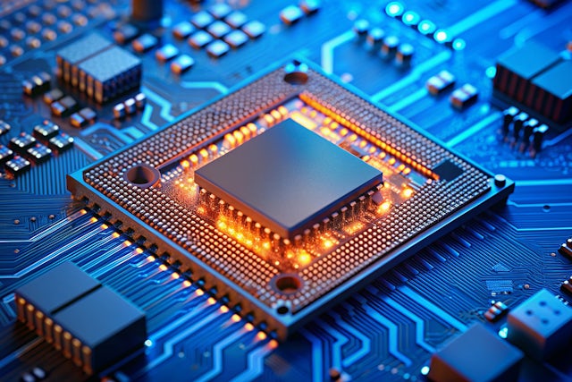 glowing microchip