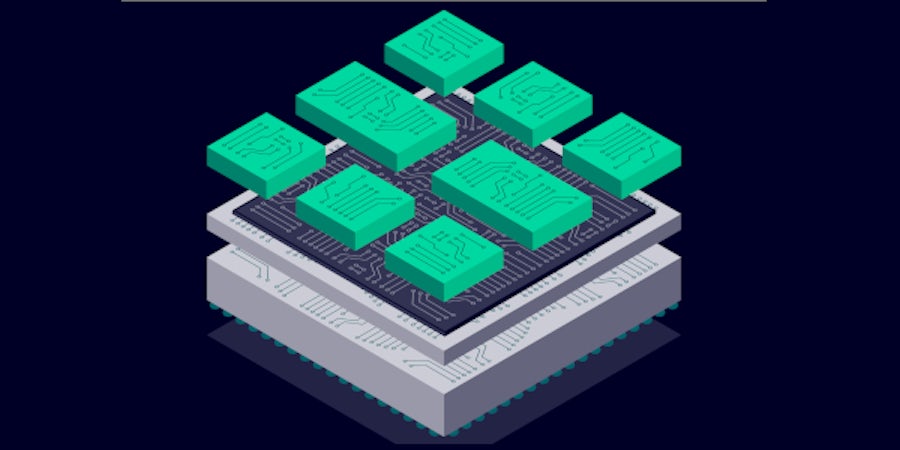 Drawing of a 3D IC package with multiple layers stacked