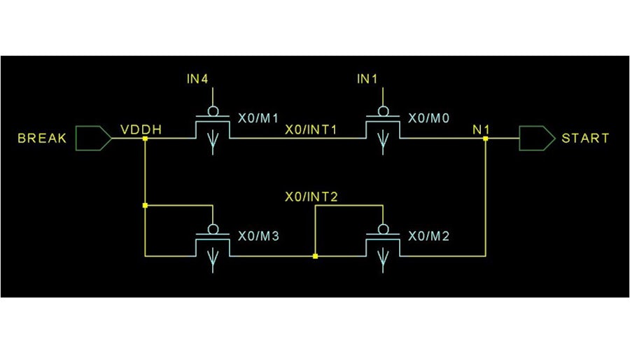 Screenshot of voltage trace between an internal node and the supply voltage