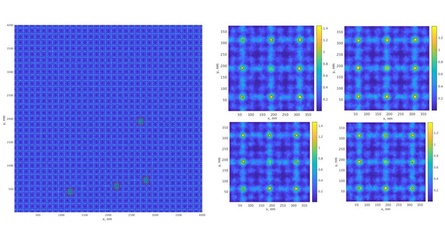 Results of brute force Monte Carlo trials and images of four trials sampling a missing via failure.