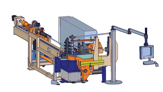 Acclaimed globally for its high quality, this electric CNC tube-bending machine is designed to bend complex tube shapes up to 82 millimeters outside diameter.