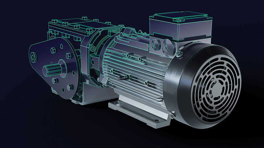 A conceptual design drawing of an industrial machine component resembling a motor.
