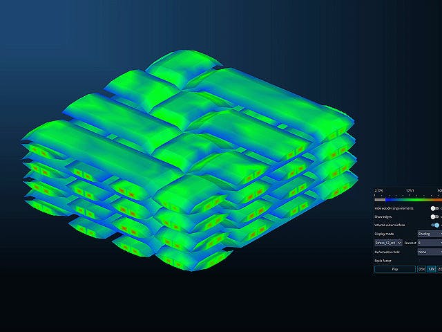 Rappresentazione di una simulazione realizzata con il software Simcenter Multimech.