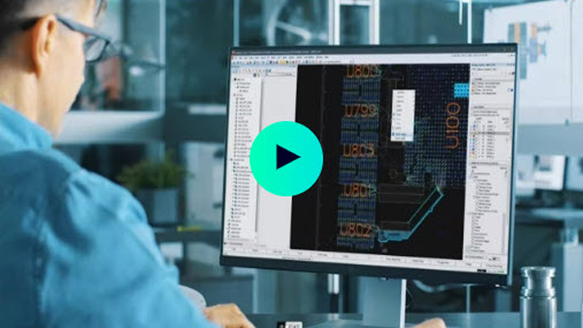 Engineer on a computer working on Xpedition enterprise.