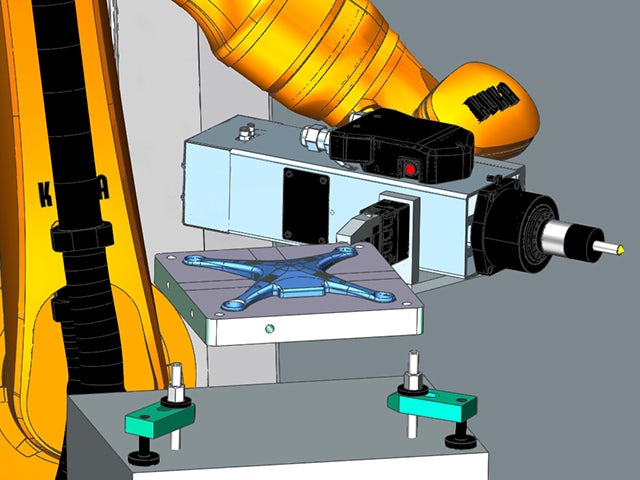 Animación de un robot de fábrica.