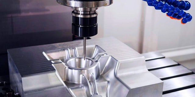 CNC machine machining part with NX CAD/CAM 3-Axis Milling.
