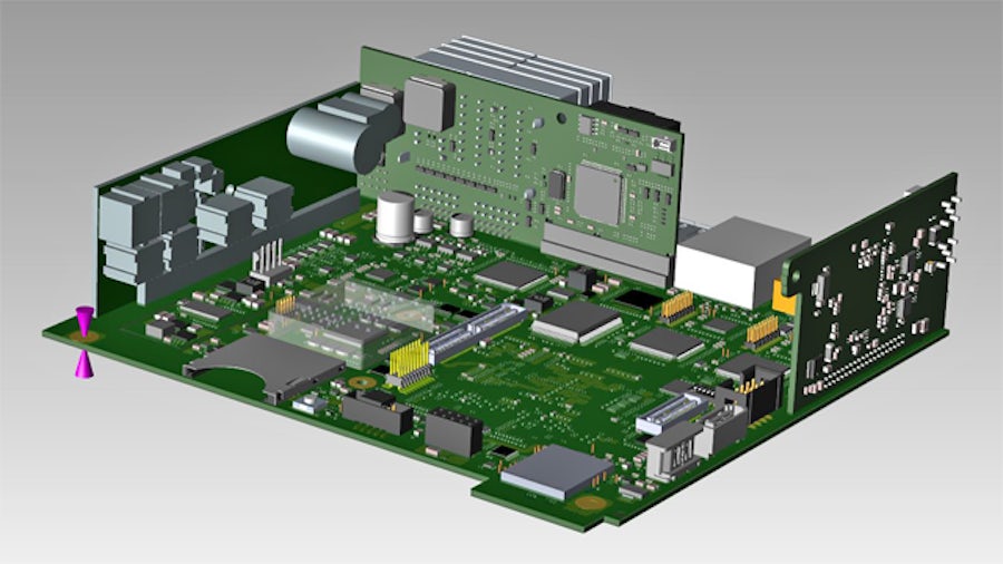Computer image of a computer hardware mainboard.