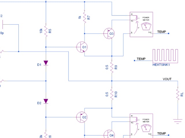Snapshot of a simulated circuit schematic in Xpedition AMS