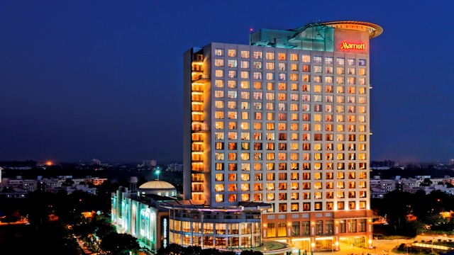 Bengaluru Marriott Hotel Whitefield at dusk.