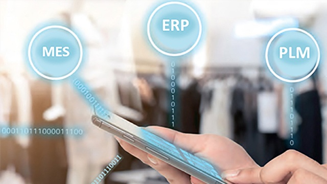 A phone with three text bubbles extending from it that read MES, ERP and PLM