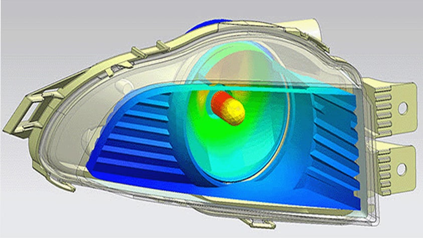 Car headlight graphic from the Simcenter software.
