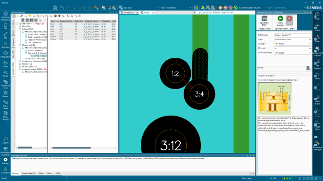 Xpedition DFM screenshot via to via DFM analysis