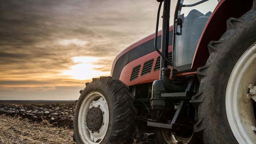 Heavy equipment tractor in an outdoor setting