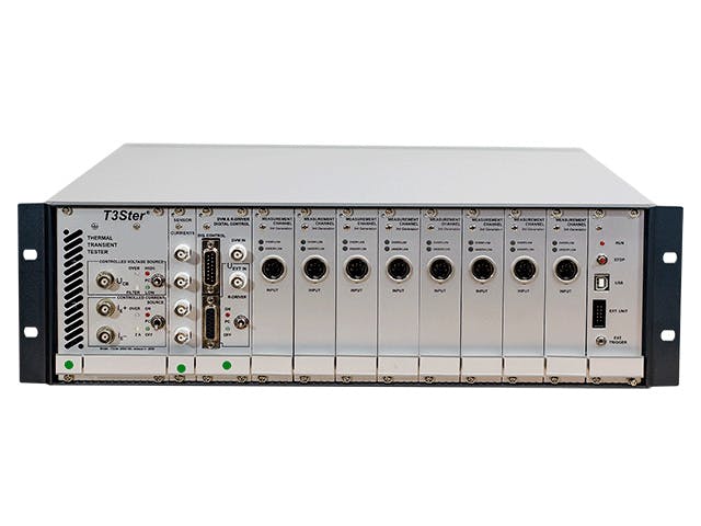 Representation of the Simcenter T3STER, thermal transient tester.