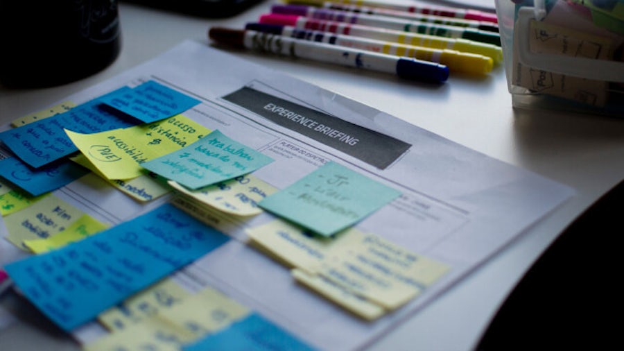 Sticky notes with office pens