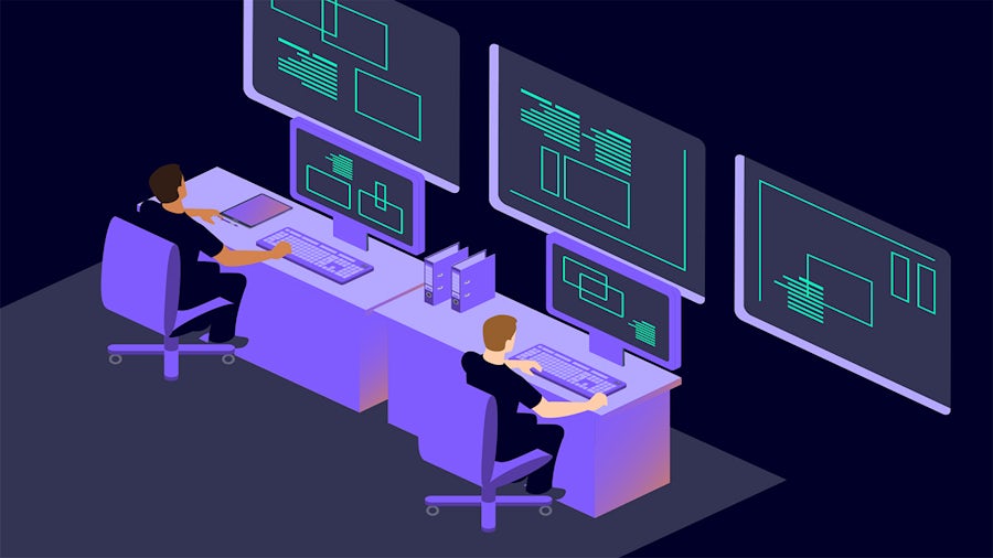 A complex computer station.