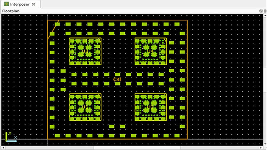 Verilog netlist를 가져오기 전의 인터포저 평면도 조회