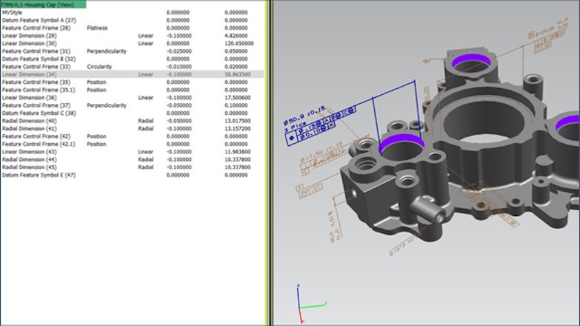 Imagen de información de fabricación de producto aplicada a un diseño mediante el software Tecnomatix Variation Analysis.
