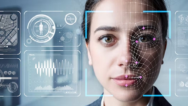 woman face with data