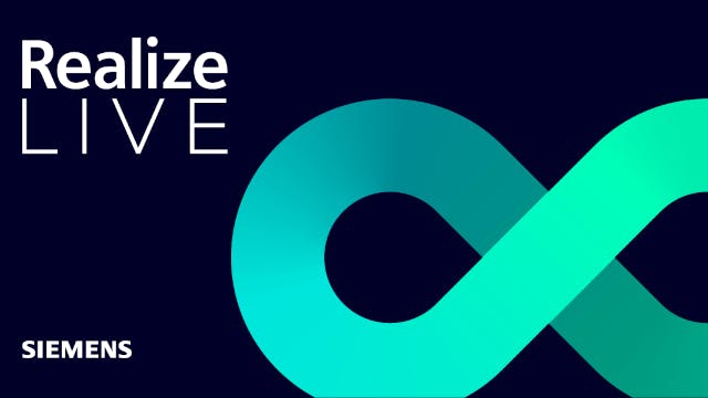 Logo for Realize LIVE, a Siemens Digital Industries Software event for technical users, deployment managers, process leaders and partners
