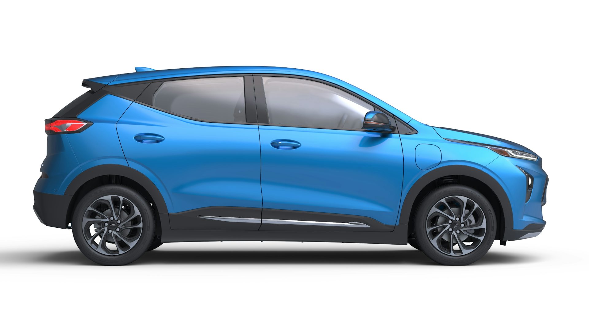 HD 3D rendering side-view of a blue Chevrolet Bolt car design in Designcenter NX CAD