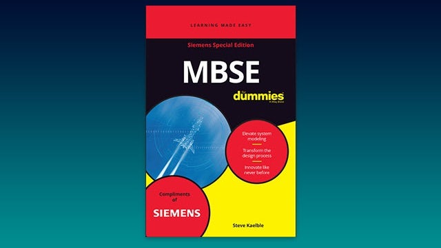 Obálka elektronické knihy MBSE For Dummies, Siemens Special Edition